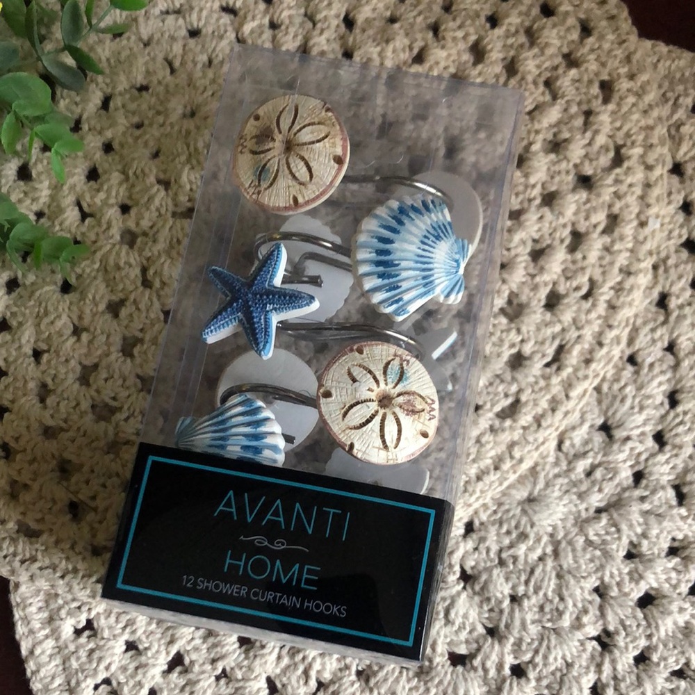 Avanti Home Starfish Shells Coastal Beachy Shower Curtain Hooks